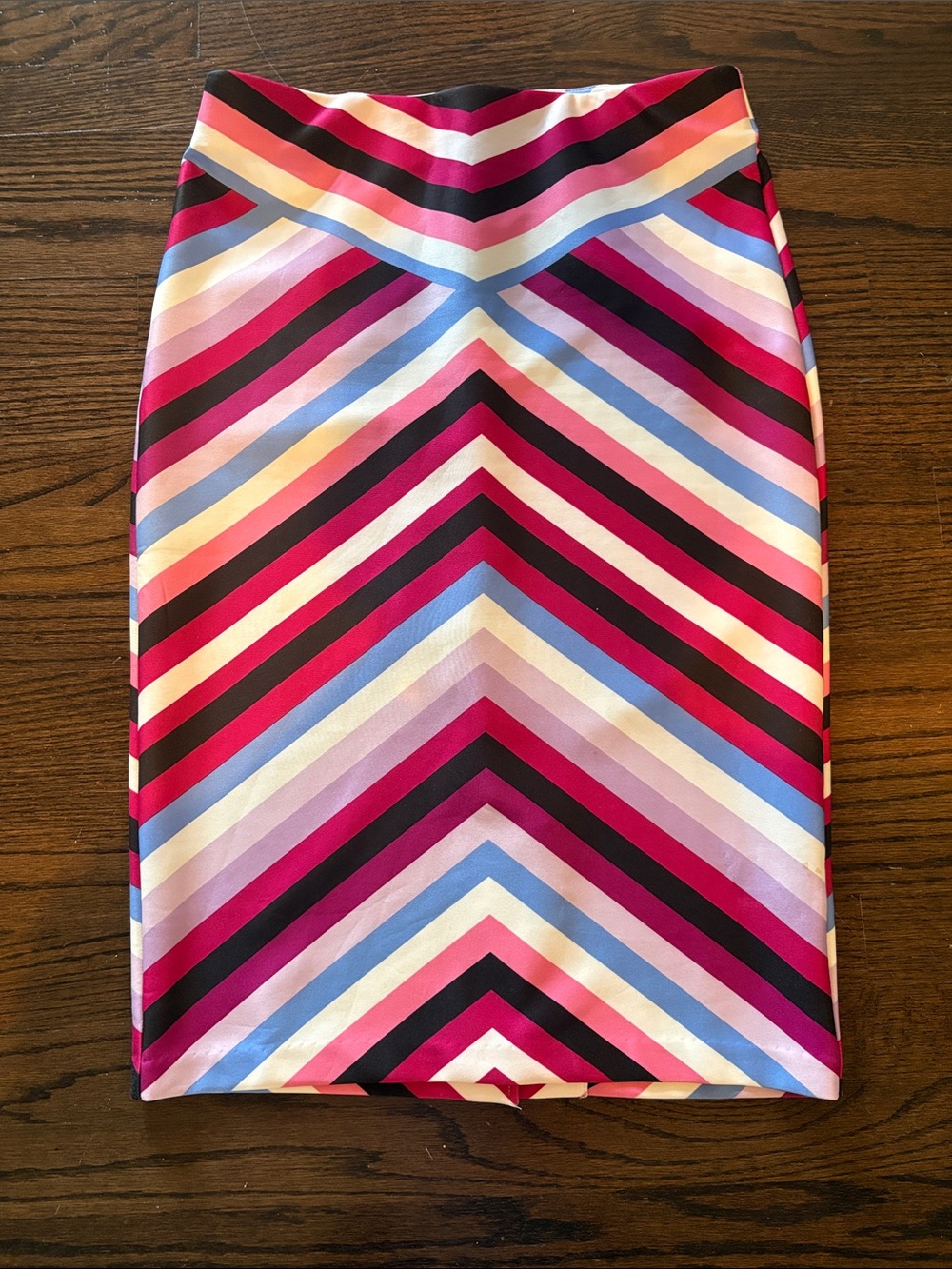ECI Pink Multi Chevron Midi Pencil Skirt